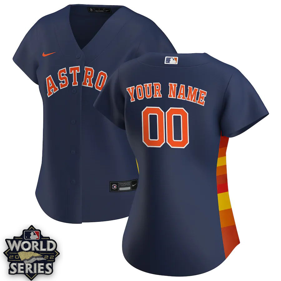 Custom Women Houston Astros Nike Navy Alternate Replica 2022 MLB World Series jersey patch MLB Jersey->boston red sox->MLB Jersey